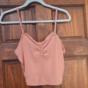 Topshop Coral Ribbed Camisole